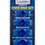 TitanMen Tools Cock Ring Set Blue 4 Each Per Set