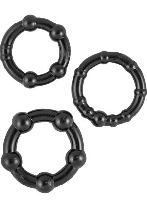 Ram Beaded Cockrings Black 3 Assorted Sizes Per Set