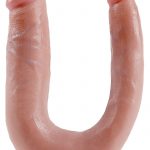 King Cock U-Shaped Small Double Trouble Dildo Flesh