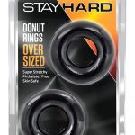 Stay Hard Donut Rings Oversized Cock Ring Black 2 Each Per Pack