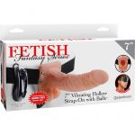 Fetish Fantasy Series Vibrating Hollow Strap On With Balls Wired Remote Flesh 7 Inch