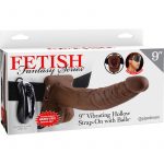 Fetish Fantasy Series Vibrating Hollow Strap On With Balls Wired Remote Brown 9 Inch