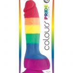 Colours Pride Edition 6in Rainbow Silicone Dildo With Balls Realistic Non-Vibrating Suction Cup Base