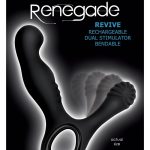 Renegade Revive Silicone Rechargeable Dual Stimulator Bendable Male Massager - Black