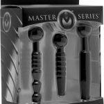 Master Series Dark Rods 3 Piece Penis Plug Set Silicone Black