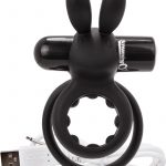 Charged Ohare Rechargeable Silicone Waterproof Rabbit Cock Ring Black