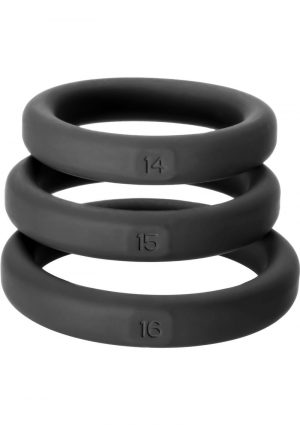 Perfect Fit Xact-Fit Silicone Ring Kit SM - MD 3 Pack - Black