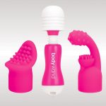 Bodywand Rechargeable Mini Massager Silicone With Two Attachments Pink