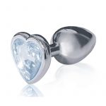 The Silver Starter Jeweled Hearts Plug Stainless Steel Clear 2.8 Inch