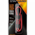 Stay Hard Silicone Double Loop Cock Ring Red Adjustable