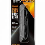 Stay Hard Silicone Double Loop Cock Ring Black Adjustable