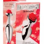 Booty Sparks Red Rose Medium Anal Plug Silver and Red 2.5 Inches