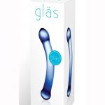 Glass Curved Glass G-Spot Dildo Blue 6 Inches