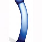 Glass Curved Glass G-Spot Dildo Blue 6 Inches