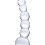 Curved Beaded Dildo Glass Clear 5 Inches