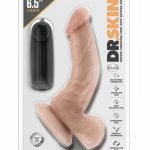 Dr Skin Dr Ken Dildo With Balls 6.5in Vibrating With Wired Remote - Vanilla