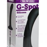 Vac U Lock G-Spot Silicone Curved Dildo Harness Attachment Black 6.5 Inch