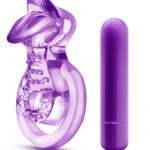 Play With Me Lick It Double Strap Cock Ring Vibrating - Purple