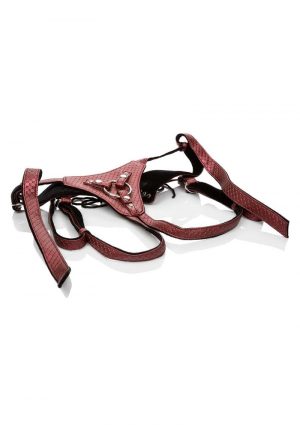 Her Royal Harness The Regal Queen Crotchless Vegan Leather Adjustable Harness Red Up To 64 Inches