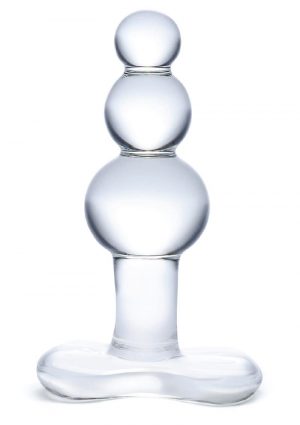 Glas Beaded Glass Butt Plug With Tapered Base Clear