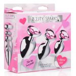 Booty Sparks Pink Heart Gem Plug Set 3 Piece Kit Nickel Free