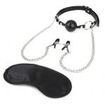 Lux Fetish Breathable Ball Gag W/nipple Clamps Adjustable