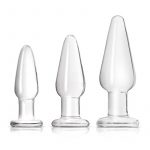 Crystal Tapered Trainer Kit Premium Glass Anal Plug Set - Clear