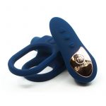 Nu Sensuelle Silicone Bullet Ring XLR8 Rechargeable Vibrating Cock Ring with Remote Control - Blue