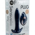 Power Plug Remote Control Anal Plug Rechargeable Waterproof Vibrating Navy Blue