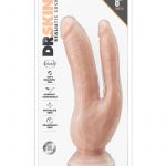 Dr Skin Realistic Dual Penetration Dildo Harness Compatible Suction Cup Base Flesh 8 Inch
