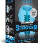 Zolo Squeezable and Textured Mini Double Bubble Male Masurbator Non Vibrating Blue