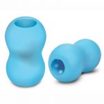 Zolo Squeezable and Textured Mini Double Bubble Male Masurbator Non Vibrating Blue