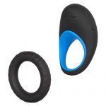 Link Up Max Silicone Cockring And Support Ring USB Rechargeable Black/Blue