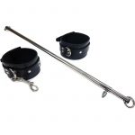 Rouge Adjustable Leg Spreader Bar With Leather Cuffs - Black