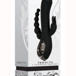 Trifecta Rechargeable Silicone Rabbit Vibrator - Black