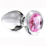 Booty Sparks Pink Gem Glass Anal Plug - Small - Pink