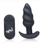 Bang! 21x Vibrating Silicone Rechargeable Swirl Butt Plug With Remote Control - Black