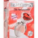 Booty Sparks Red Heart Gem Glass Anal Plug - Large - Red/Clear