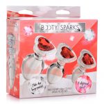 Booty Sparks Red Heart Gem Glass Plug Set 3pc - S/M/L - Red/Clear