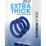 Zolo Extra Thick Silicone Cock Ring 3pk - Navy