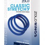 Zolo Stretchy Silicone Cock Ring (3 pack) - Navy