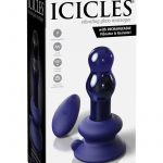 Icicles No 83 Rechargeable Glass Vibrator With Remote Control - Blue