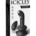 Icicles No 84 Rechargeable Glass P-Spot Plug With Remote Control - Black