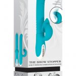 Show Stopper Rechargeable Silicone Dual Vibrator With Clitoral Stimulator - Teal