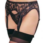 Leg Avenue Lace Garter Belt With Thong (2 Piece) - Plus Size - Black