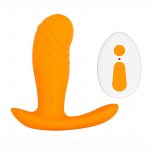 Creamsicle Silicone Rechargeable Wearable Vibrator With Remote Control - Orange/White