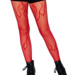 Leg Avenue Flame Net Tights - O/S - Red