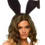 Leg Avenue Bendable Velvet Bunny Ears - O/S - Black