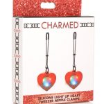 Charmed Silicone Light-Up Heart Tweezer Nipple Clamps - Red