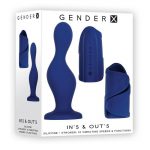 Gender X Ins and Outs Rechargeable Silicone Dildo and Stroker Set (2 piece) - Blue